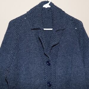 Blue Jacket - HAND KNITTED LONG JACKET, Women, XL